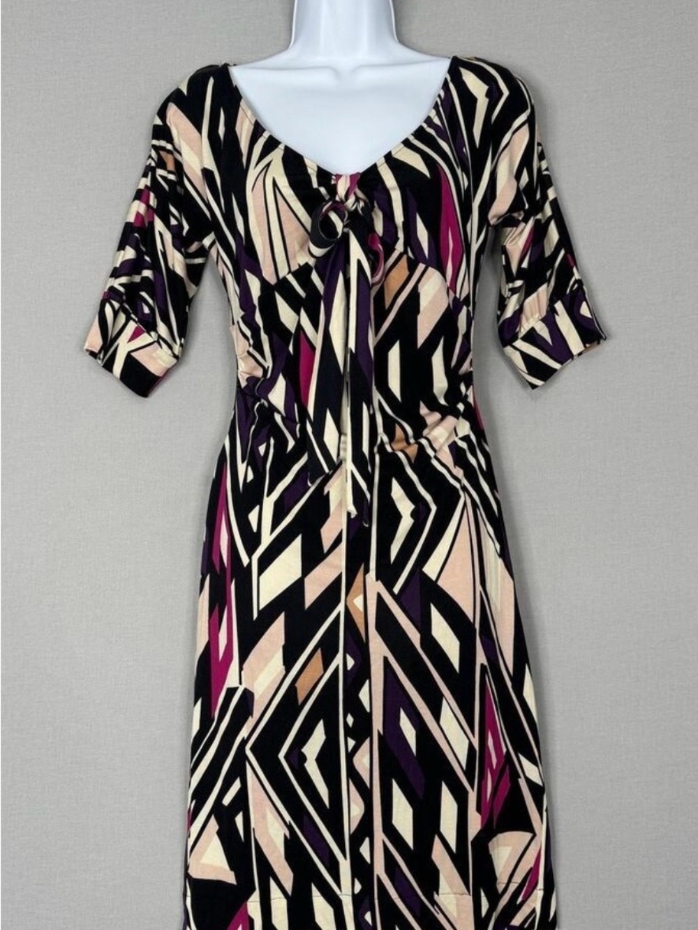 Diane von Furstenberg Geometric Print Dress -Black&Purple size 10 100%Silk